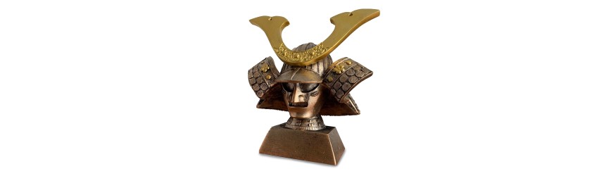 6'' RESIN CAST, HAND-MADE SAMURAI HELMET TROPHY